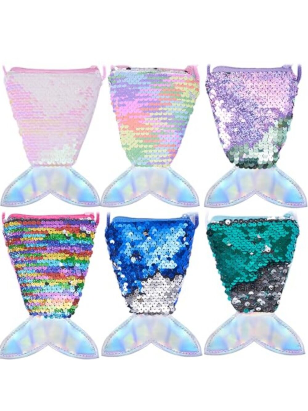 Girls Mermaid Tail Sequin Coin Purse Reversible Bling Party Favor Wallet